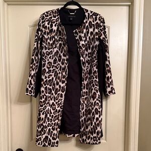 Black Label by Chico’s Leopard Print Open Front Coat